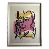Fernand LEGER, Profile with Flower, c. 1948. Signed and stamped lithograph.