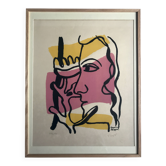 Fernand LEGER, Profile with Flower, c. 1948. Signed and stamped lithograph.