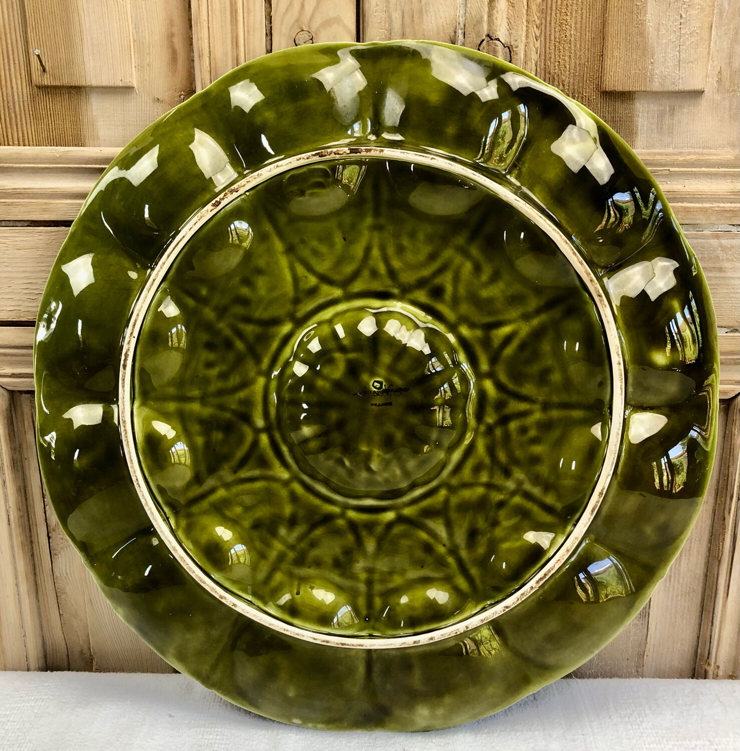 Oyster dish barbotine Sarreguemines