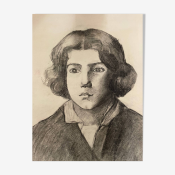 Academic drawing 1900, graphite portrait