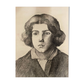 Academic drawing 1900, graphite portrait