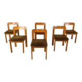 Vintage brutalist dining chairs, set of 6 - 1970s