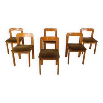 Vintage brutalist dining chairs, set of 6 - 1970s