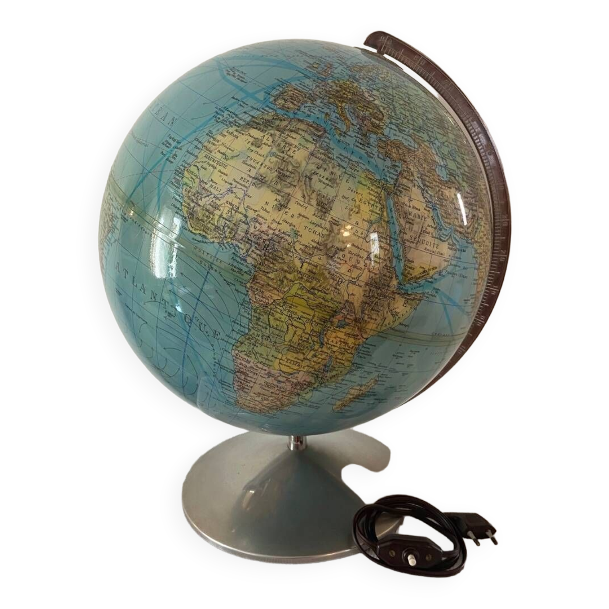 Very large luminous terrestrial globe Hercules 1960