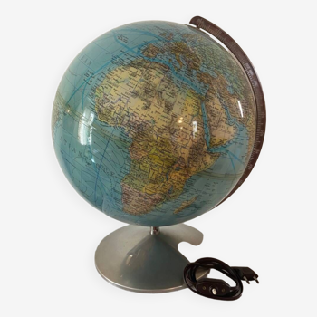 Très grand globe terrestre lumineux Hercule 1960