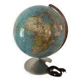 Très grand globe terrestre lumineux Hercule 1960
