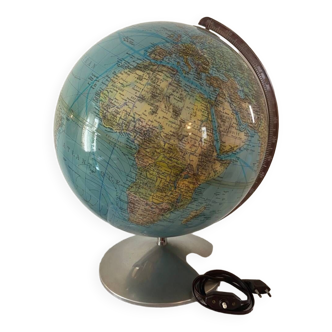 Très grand globe terrestre lumineux Hercule 1960