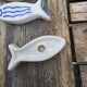 Set of 6 vintage ceramic painted fish motif spoon rests.