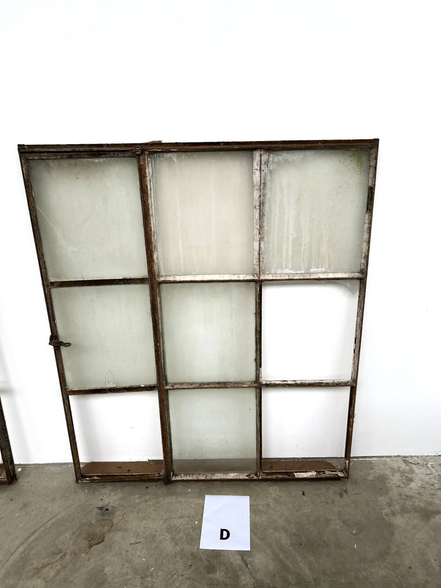 Old steel workshop skylight with opening.