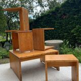 Ensemble table basse et 4 tabourets les arcs 1800 sélectionnés par  Charlotte Perriand
