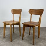 Pair of Luterma bistro chairs, wood, 1950s