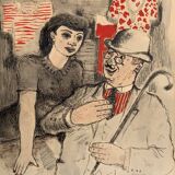 Vintage portait of gentleman and wooman by ink