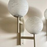 Mid-Century Modern double globe wall light in cracked opaline glass, Switzerland 1960s