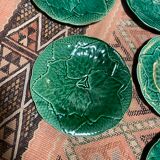 Series of 6 leaves plates in Gien slip