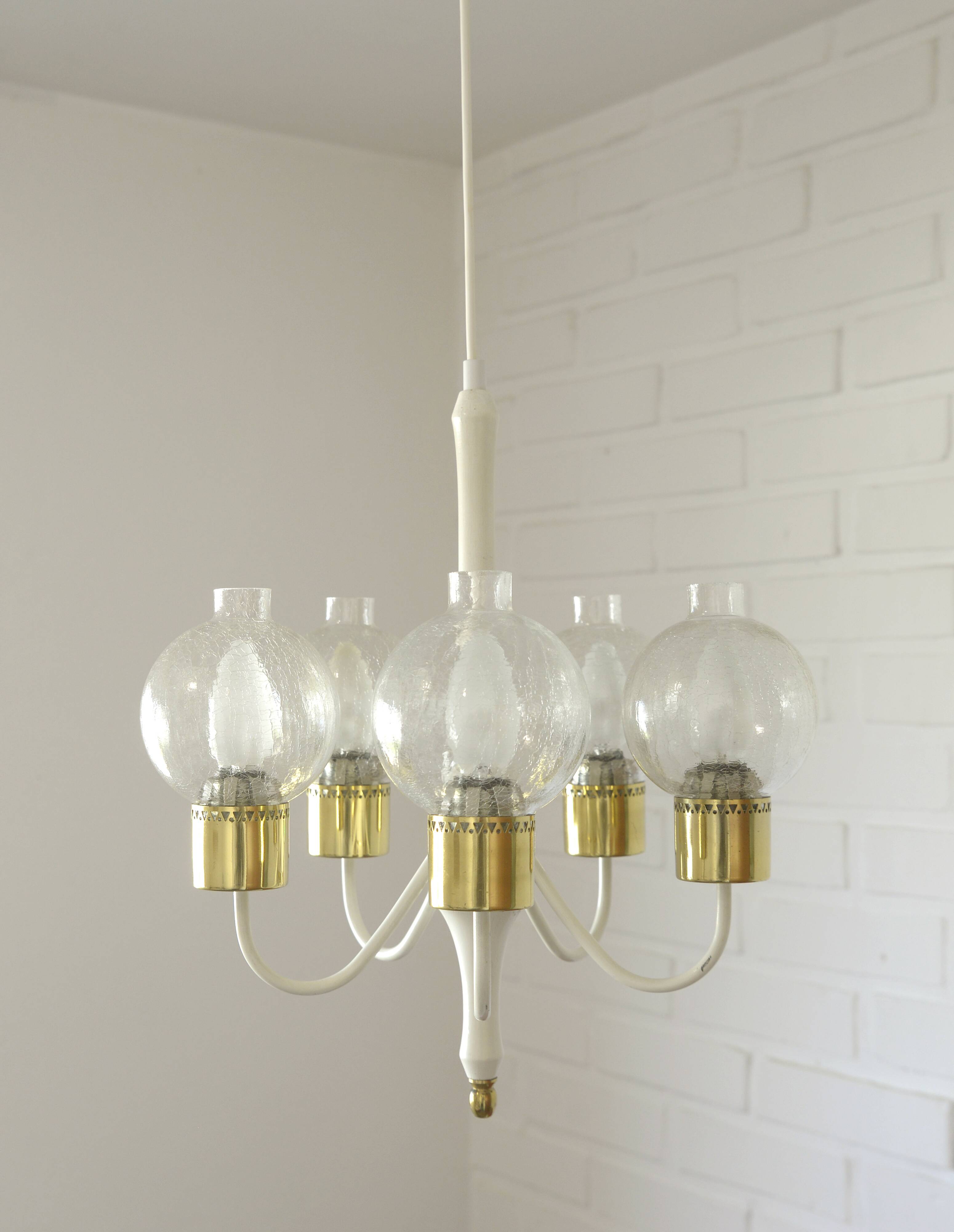 Vintage pendant light white eclectic chandelier hanging lamp Germany 1970's