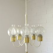 Vintage pendant light white eclectic chandelier hanging lamp Germany 1970's
