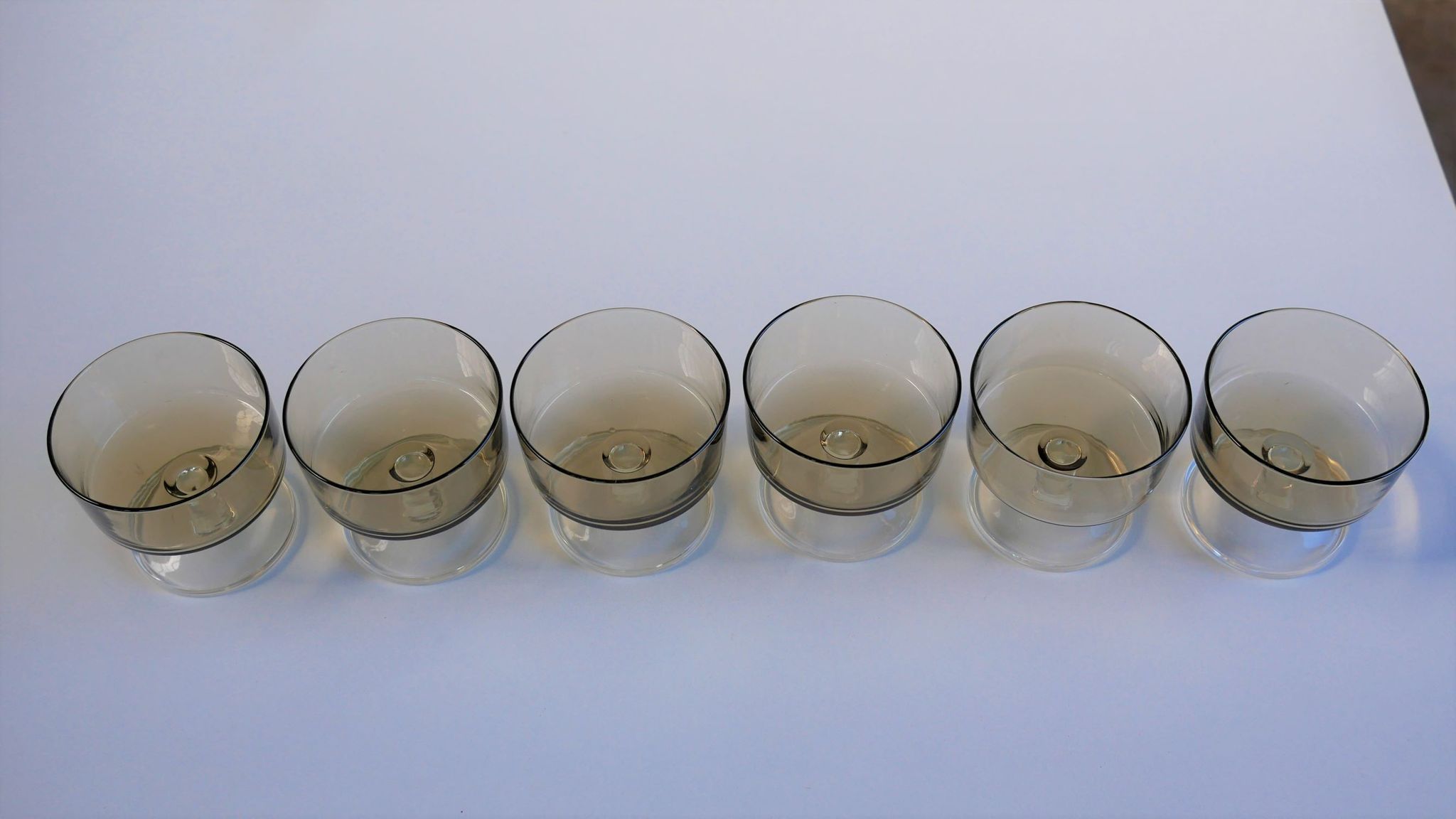 Set of 6 glasses vintage smoked glass model "Sweden" by Luminarc