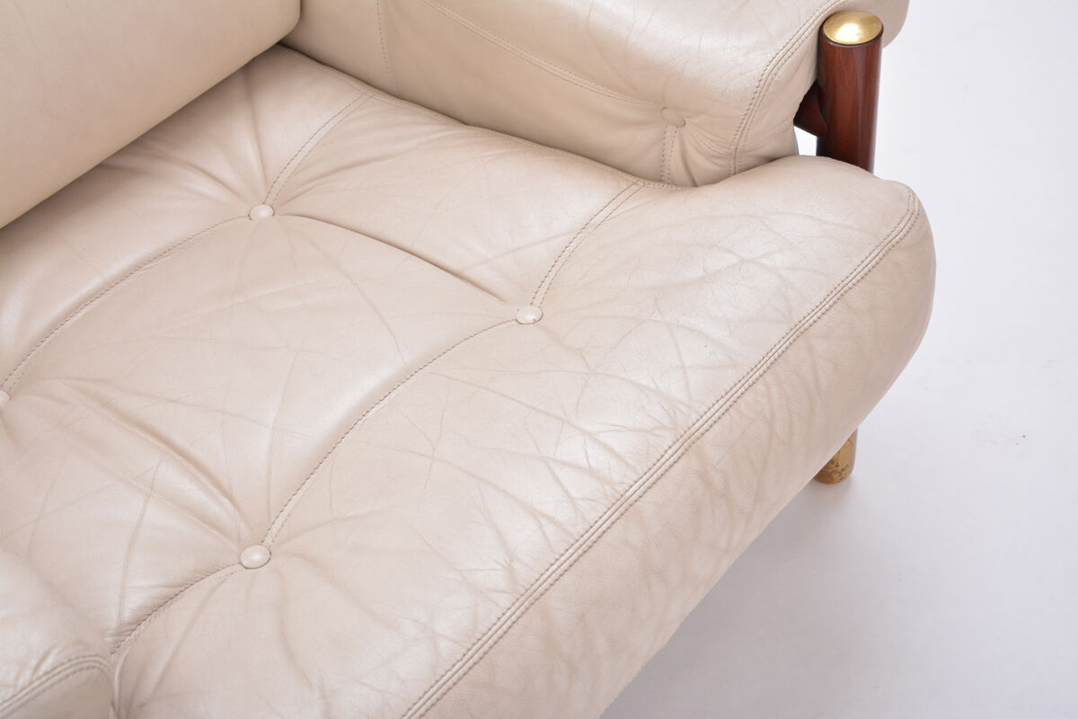 Beige Midcentury Lounge Chair with Ottoman Model "Sella" by Carlo de Carli