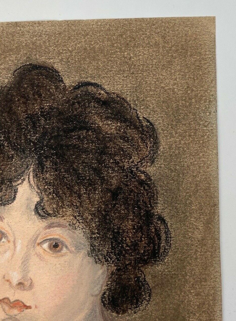 Pastel portrait young girl on paper XXth frame XlXeme