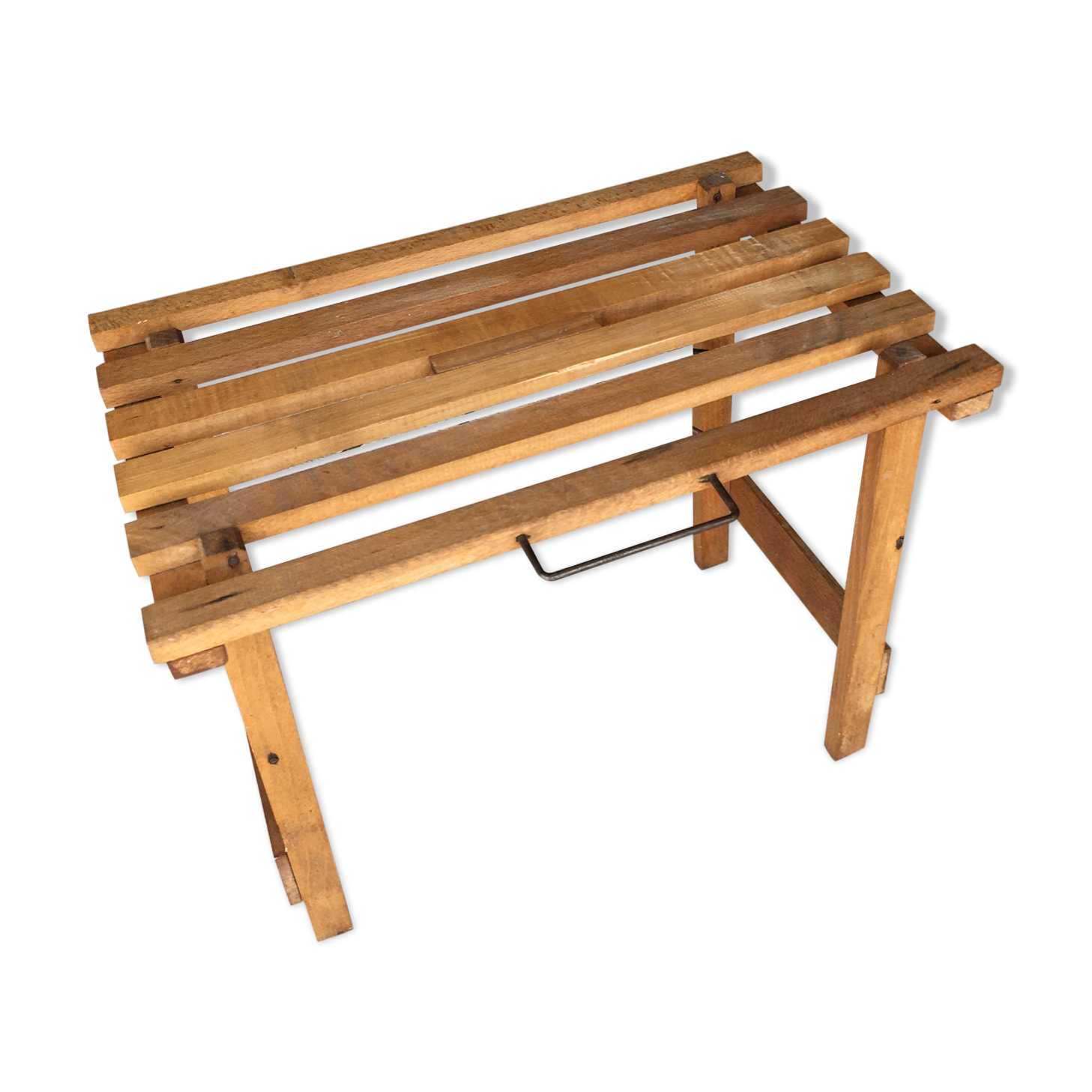Folding wooden stool