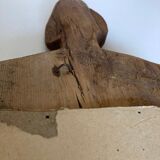 Mirror cubist shape in raw wood Formentera 1970