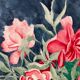 Vintage watercolor with peonies