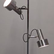 Space age modernist floor lamp with 2 aluminium spots, France circa 1970.