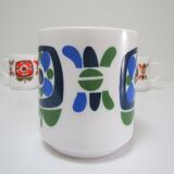 Three mugs and two cups decoration flowers design Jean-Charles Meunier 70s