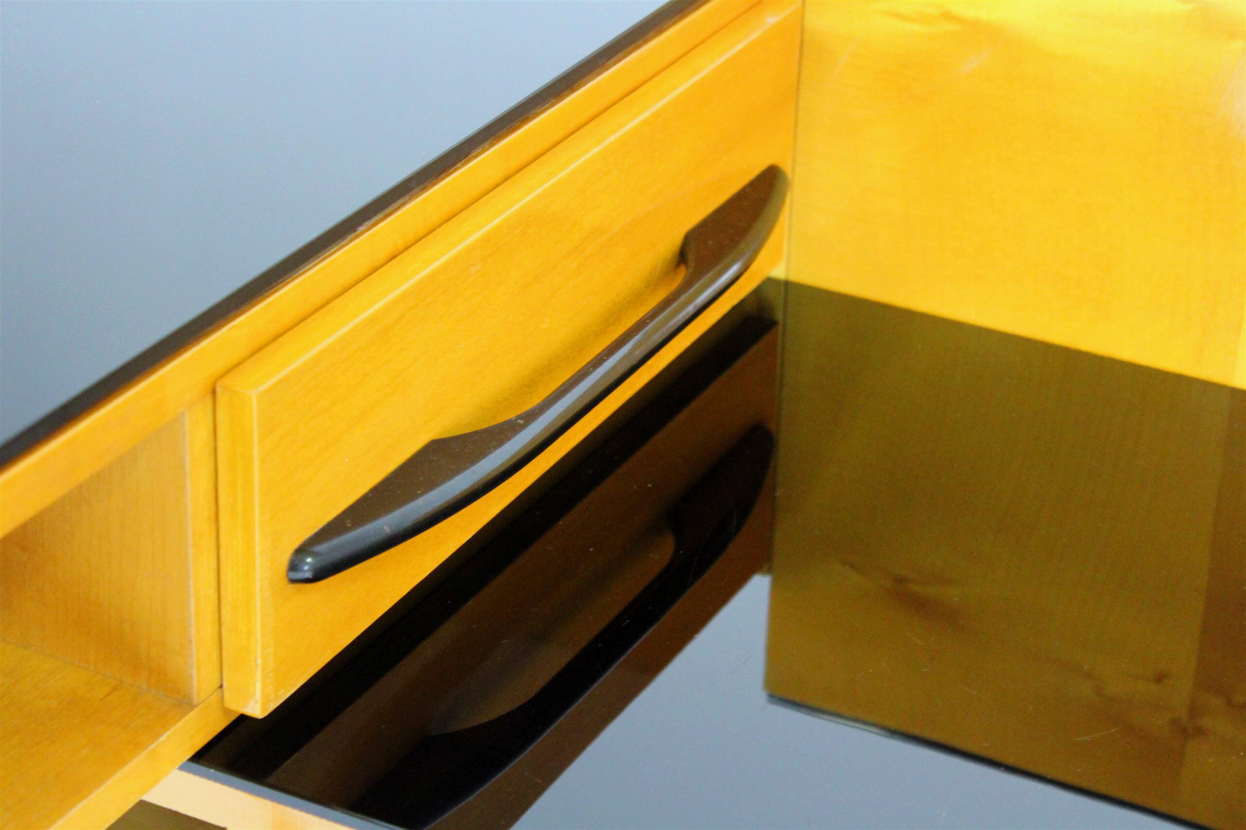 Modular Desk Set with Black Glass Top by Mojmir Pozar, 1960s, Set of 3