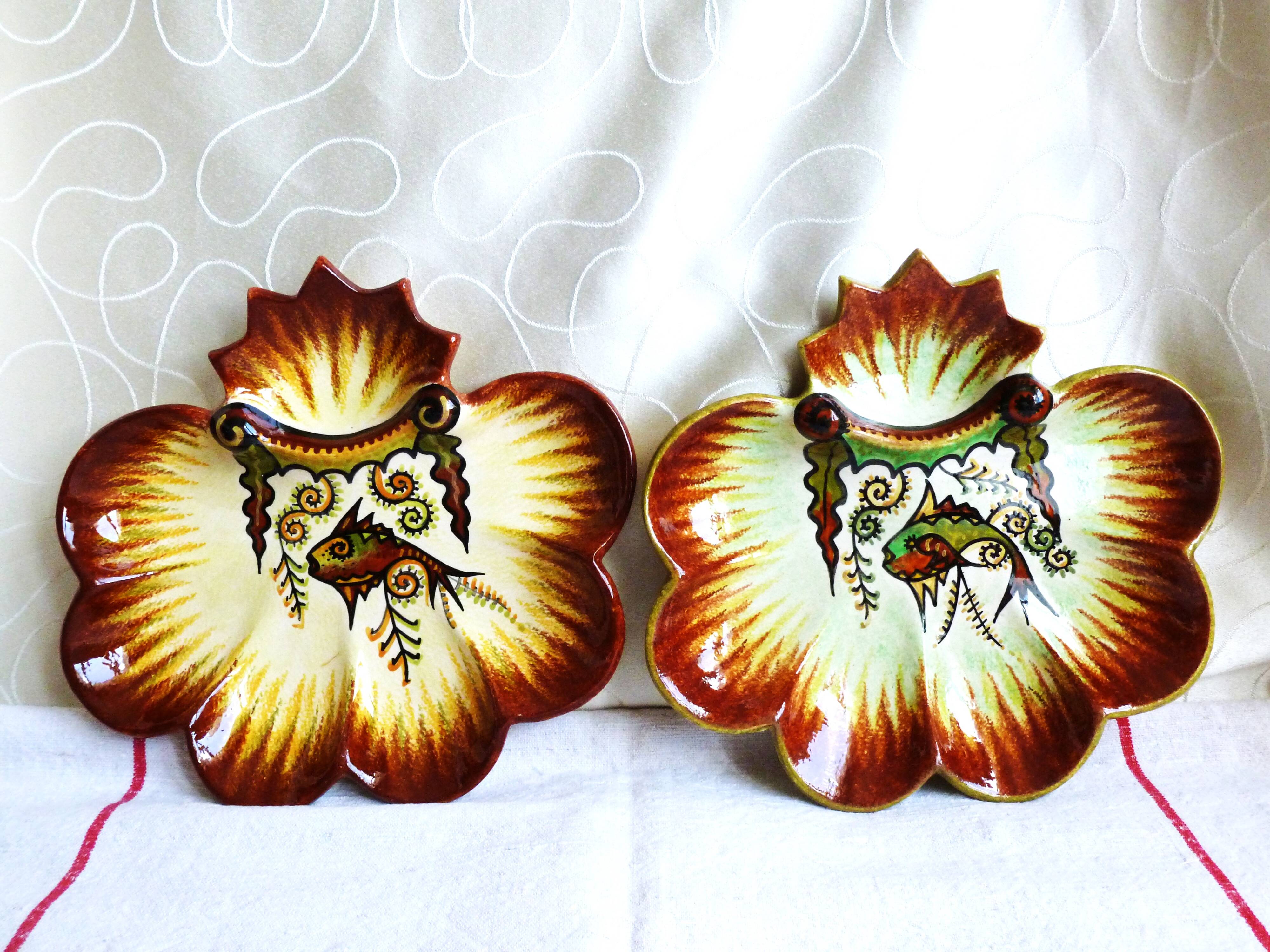 Quimper oyster plates, seafood plates, wall plate