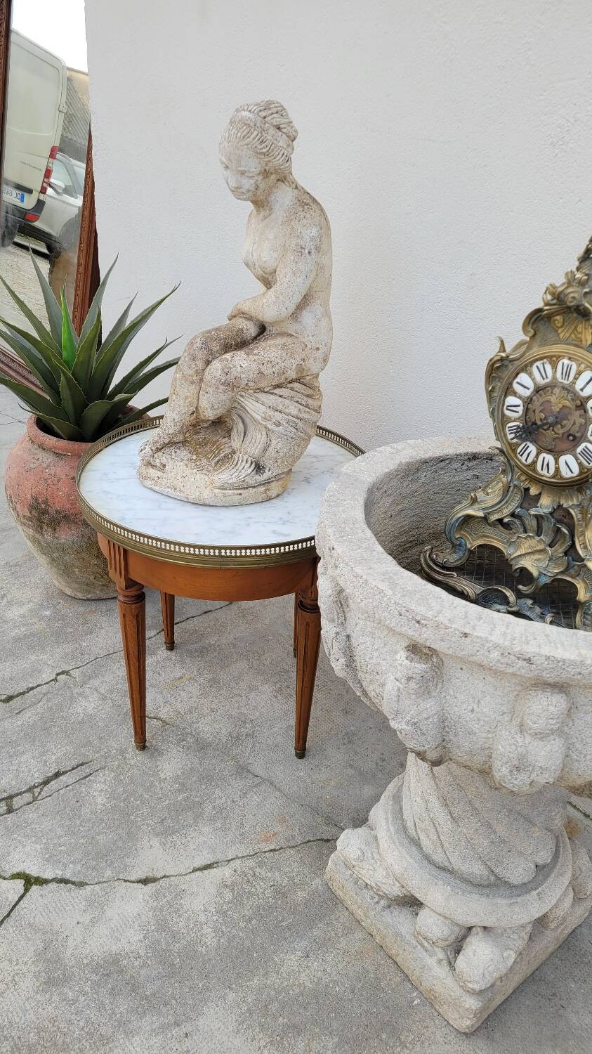 Antique Louis xvi style white marble hot water bottle coffee table