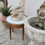 Table basse bouillotte en marbre blanc style Louis xvi ancienne