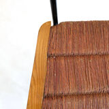 Suite of 6 chairs, wood straw and metal from the 50s