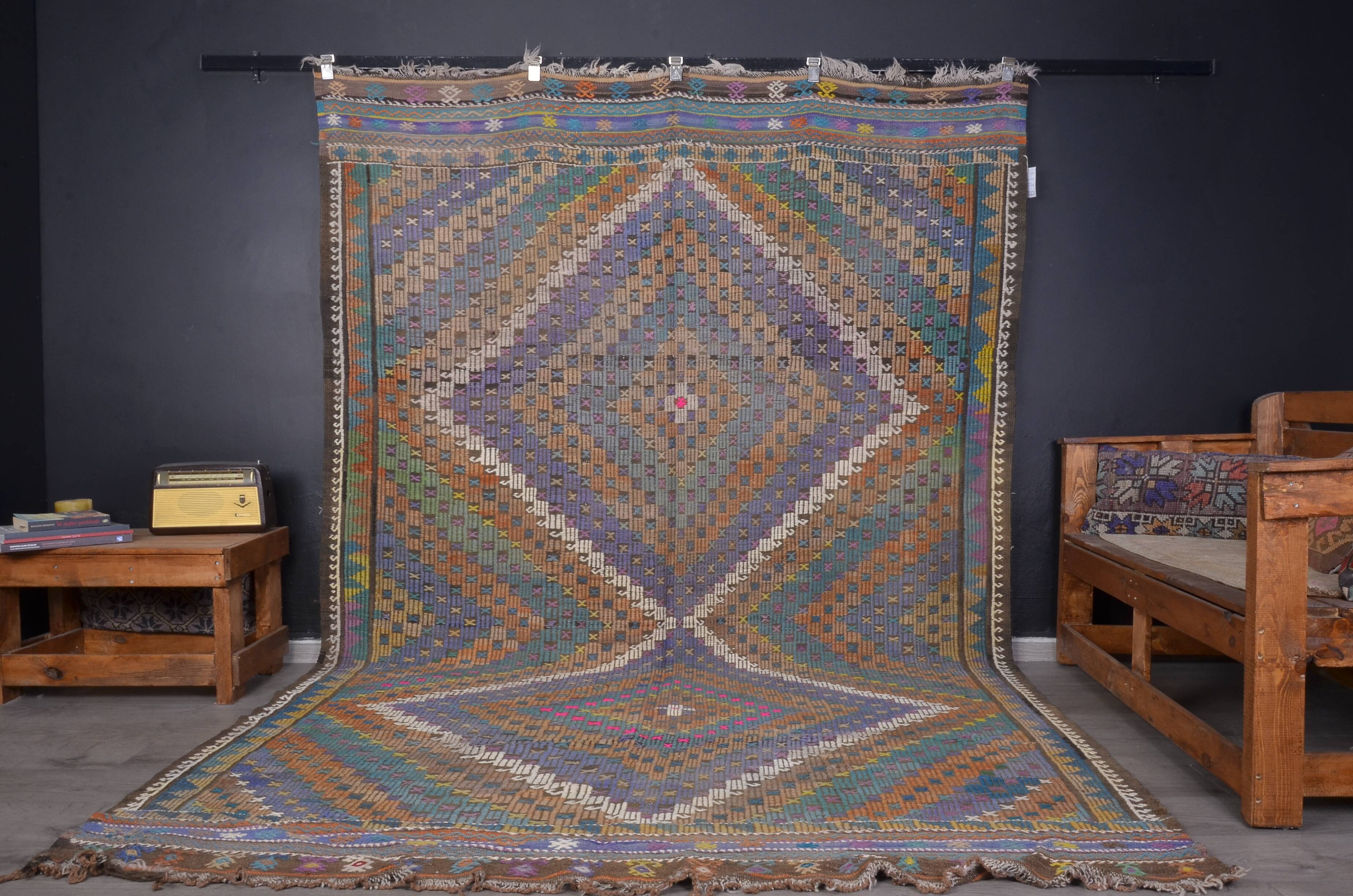 Antique Anatolian Vintage Kilim Rug 1895