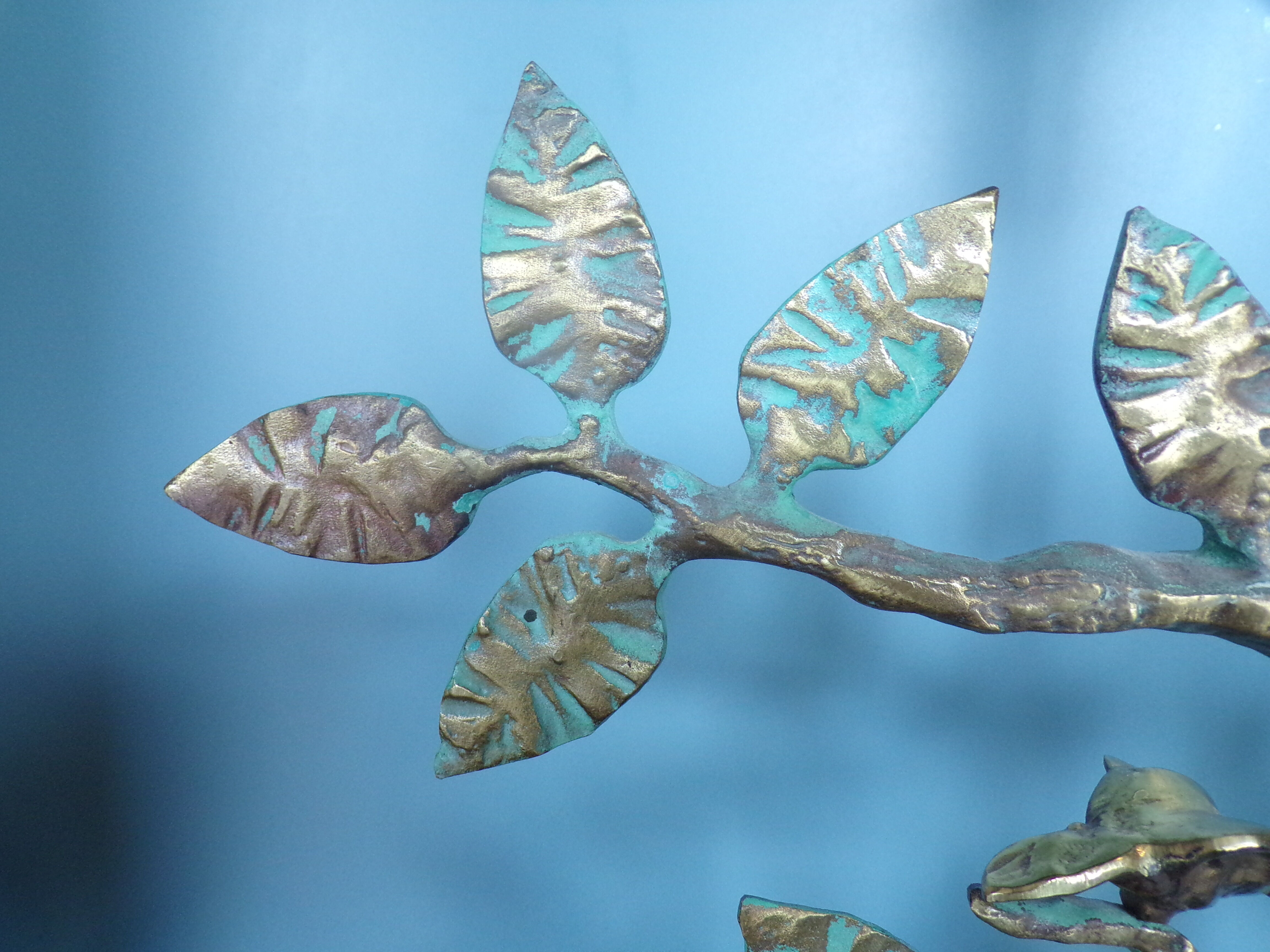 Brutalist bronze tree lamp