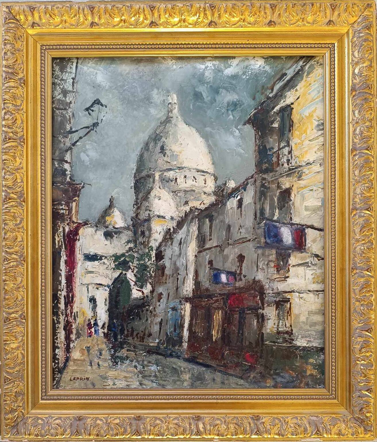 Painting by Leprin - Paris Montmartre rue du Chevalier de la Barre