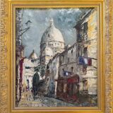 Painting by Leprin - Paris Montmartre rue du Chevalier de la Barre