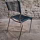 Ensemble de 6 chaises spaghetti françaises avec tabouret assorti – chaises bistrot à cadre chromé – sièges de café vintage empilables – milieu à fin du 20e siècle