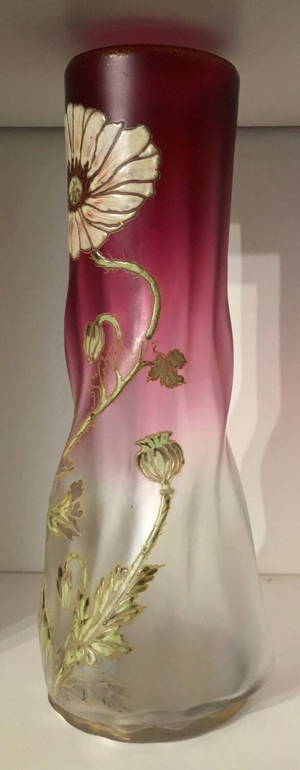 Enamelled glass vase Legras