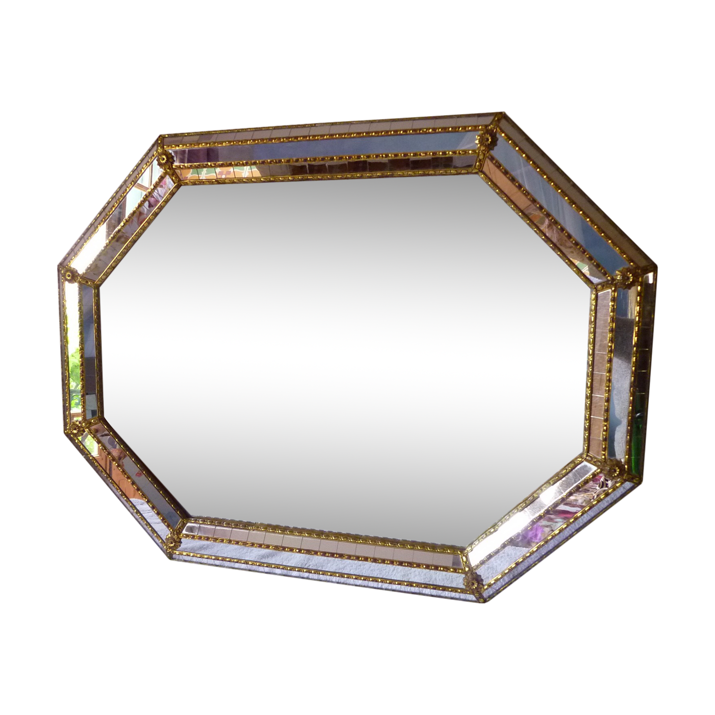Octagonal mirror with facets  81x60cm
