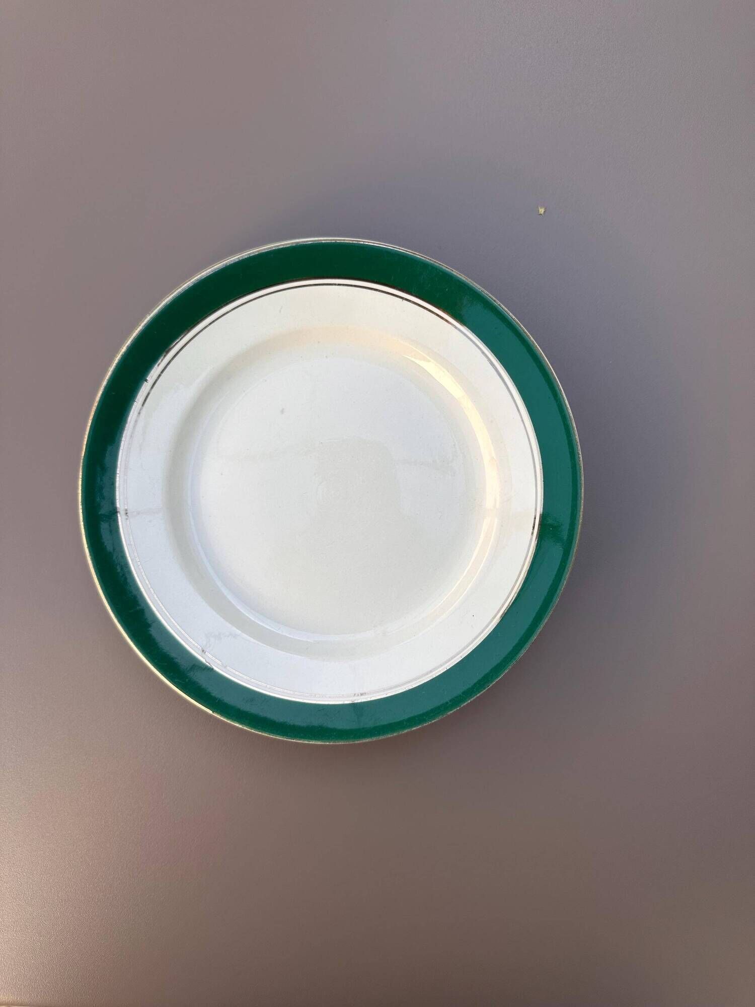 Dessert plates earthenware Digoin Sarreguemines Savoie green/gold, set of 9