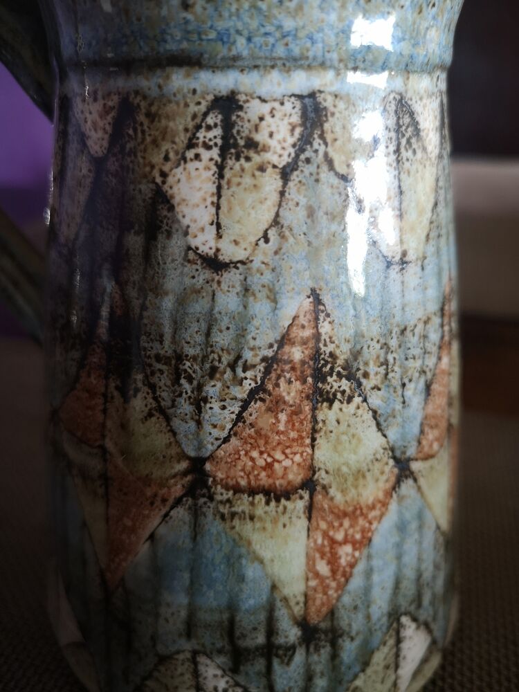 Enamelled ceramic pitcher - Signed Pérot