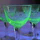 Set of 8 Val Saint Lambert Uranium Glass Aperitif Glasses