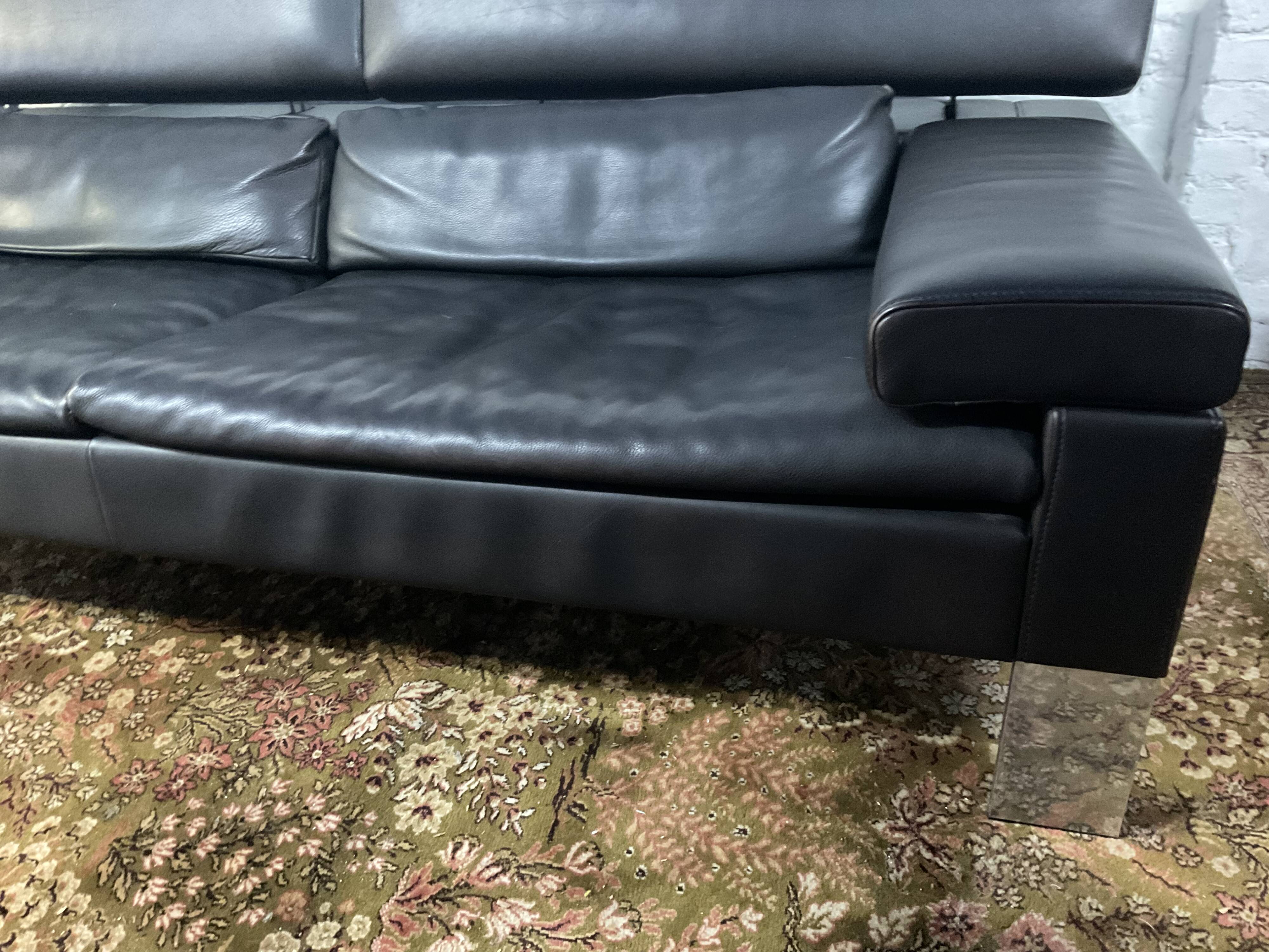 Jori designer sofa in brown leather 3 seats