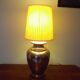 Living room mood lamp, silver metal base, wooden base, pleated lampshade