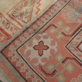 Handmade Rustic Vintage Turkish Rug, Beige & Blue Geometric Rug 220x145 cm