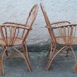 Suite of 4 chairs in bamboo wood curved