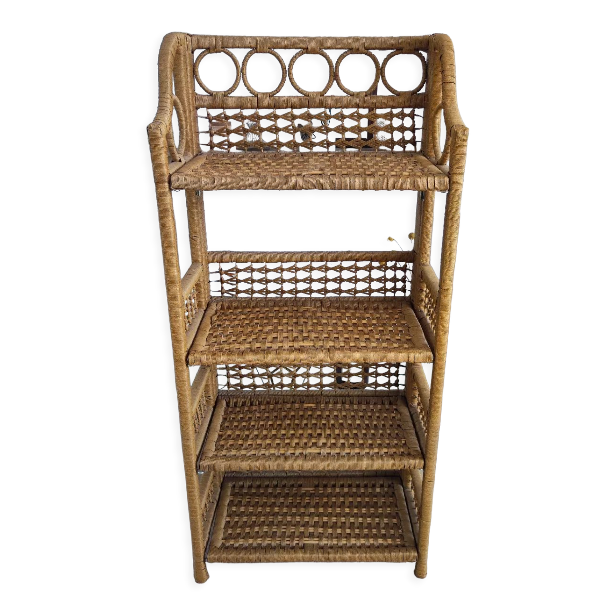 Folding rattan shelf