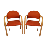Pair of wooden Ikea armchairs