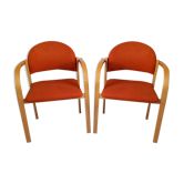 Pair of wooden Ikea armchairs